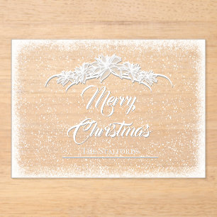 Sheer Poinsettia Lace Acrylic Holiday Card  Acrylic Invitations