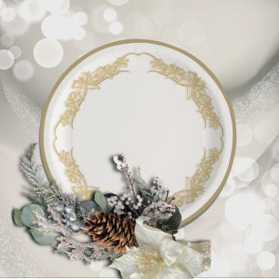 Sheer Poinsettia Lace Cream Paper Plate