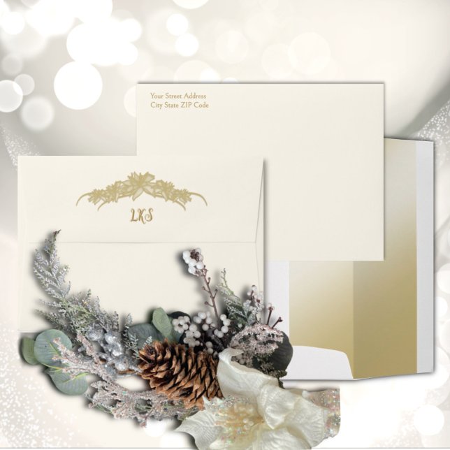 Sheer Poinsettia Lace Ivory Envelope (Creator Uploaded)