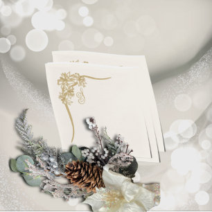 Sheer Poinsettia Lace Monogramed Napkin