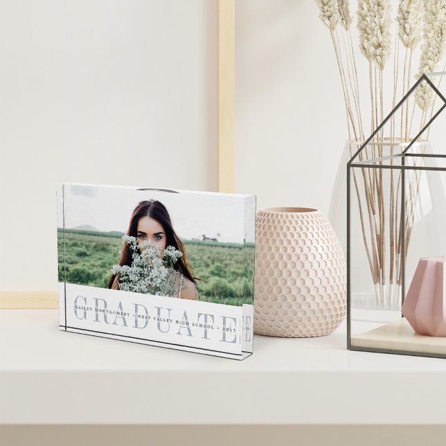 Sheer Stripe Graduation Keepsake Photo Block (Creator Uploaded)