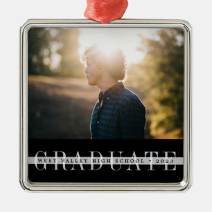 Sheer Stripe Graduation Photo Metal Tree Decoration