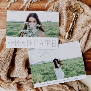 Sheer Stripe   Two Photo Graduation Announcement