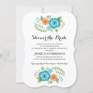 Sheer Summer Flowers Bridal Shower Invitation