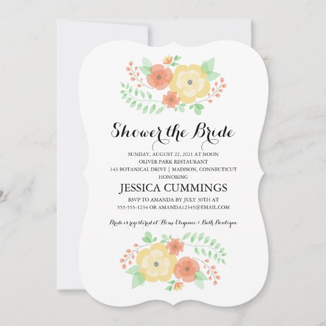 Sheer Summer Flowers | Bridal Shower Invitation (Front)