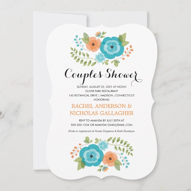 Sheer Summer Flowers | Couples Shower Invitation (Front)
