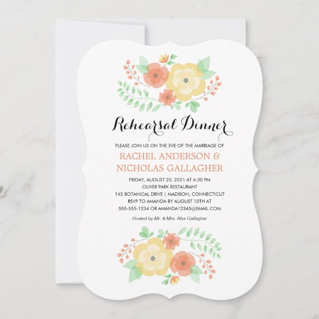 Sheer Summer Flowers | Rehearsal Dinner Invitation (Front)