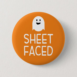 Sheet Faced Funny Halloween Party with Cute Ghost 6 Cm Round Badge