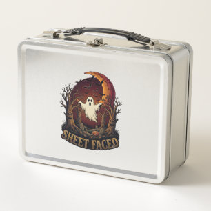 Sheet Faced Ghost Halloween Spooky Trees Moon_1 Metal Lunch Box