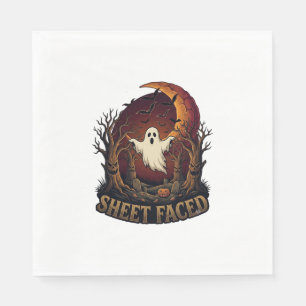 Sheet Faced Ghost Halloween Spooky Trees Moon_1 Napkin