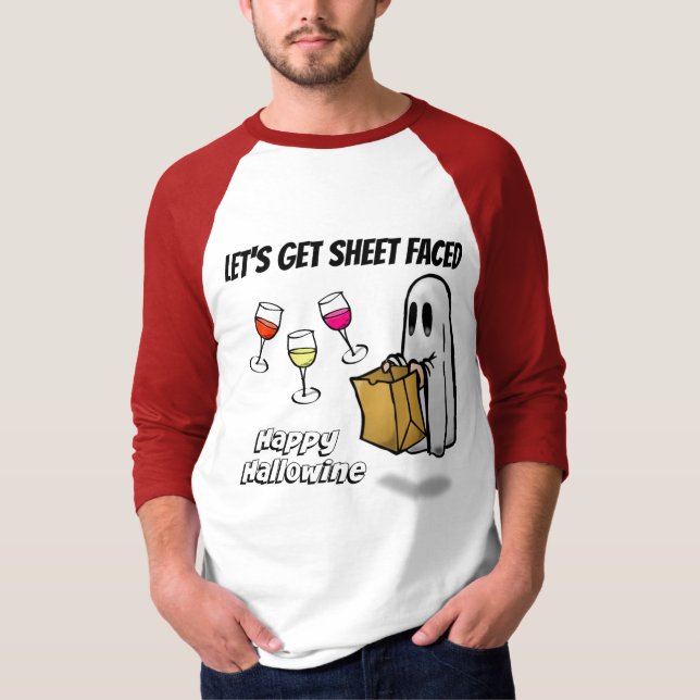 Sheet Faced Ghost Happy Hallowine T-Shirt (Front)