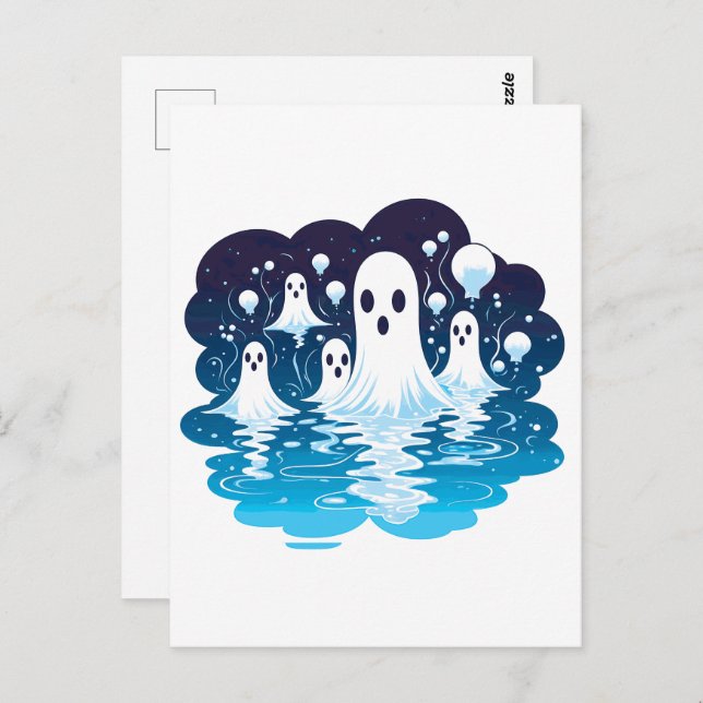 Sheet faced ghosts for Halloween Postcard (Front/Back)