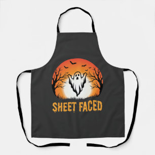 Sheet Faced Halloween Ghost Sunset Design Apron
