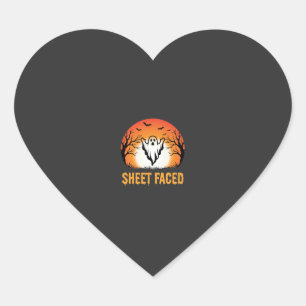 Sheet Faced Halloween Ghost Sunset Design Heart Sticker
