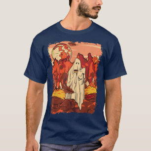 Sheet Ghost Coffee Autumn Leaves Fall Season Cosy T-Shirt