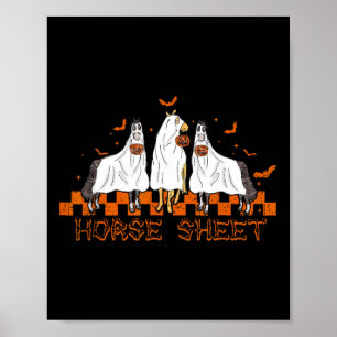 Sheet Halloween Ghost Horse Pumpkin Costume Boo Poster