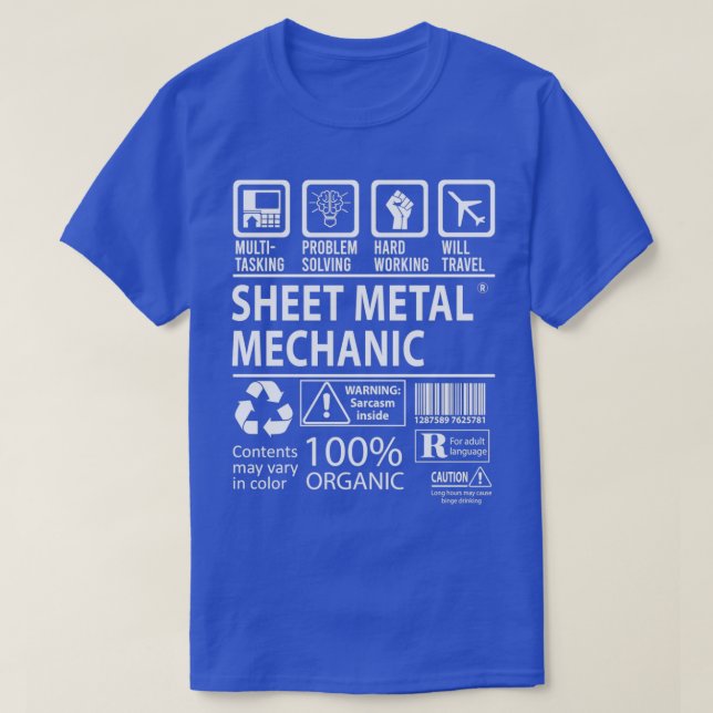 Sheet Metal Mechanic MultiTasking Certified Job Gi T-Shirt (Design Front)