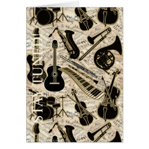 Sheet Music and Instruments Black/Gold ID481
