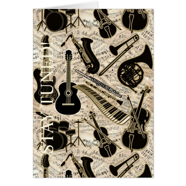 Sheet Music and Instruments Black/Gold ID481 (Front)