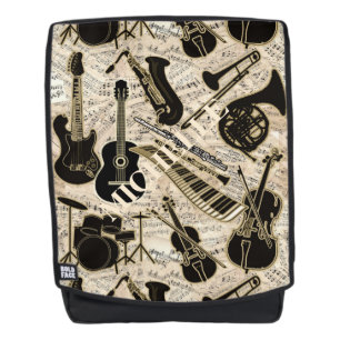 Sheet Music and Instruments Black/Gold ID481 Backpack