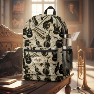Sheet Music and Instruments Black/Gold ID481 Printed Backpack