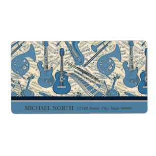 Sheet Music and Instruments Blue/Ivory ID481