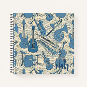 Sheet Music and Instruments Blue/Ivory ID481 Notebook