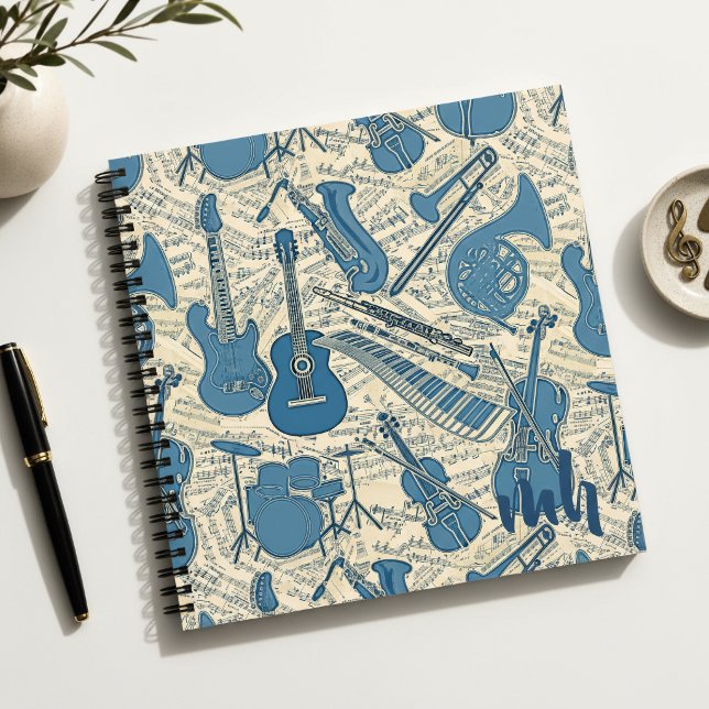 Sheet Music and Instruments Blue/Ivory ID481 Notebook (Creator Uploaded)