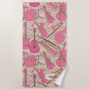 Sheet Music and Instruments Pink/Ivory ID481