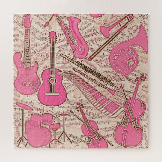 Sheet Music and Instruments Pink/Ivory ID481 Jigsaw Puzzle ...