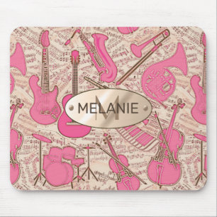 Sheet Music and Instruments Pink/Ivory ID481 Mouse Mat