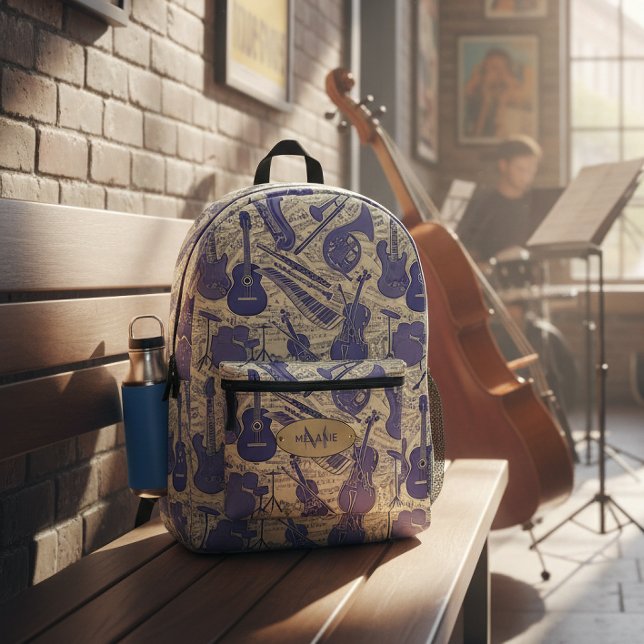 Sheet Music and Instruments VioletCream ID481 Printed Backpack (Creator Uploaded)