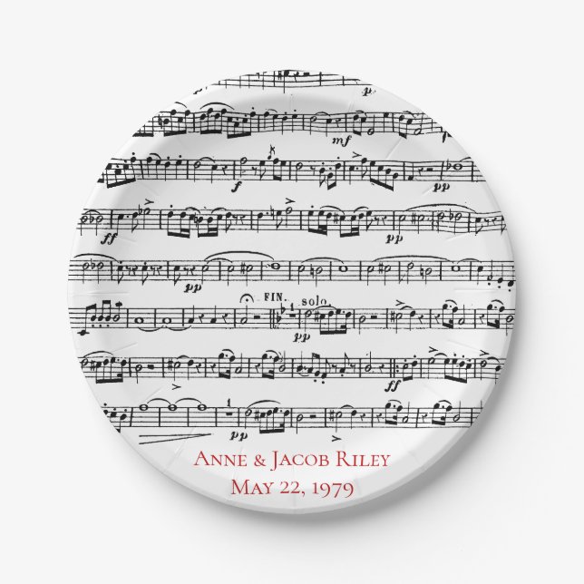 sheet music anniversary party paper plate (Front)