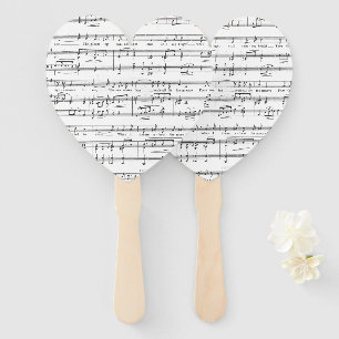 Sheet Music Black and White Pattern Hand Fan