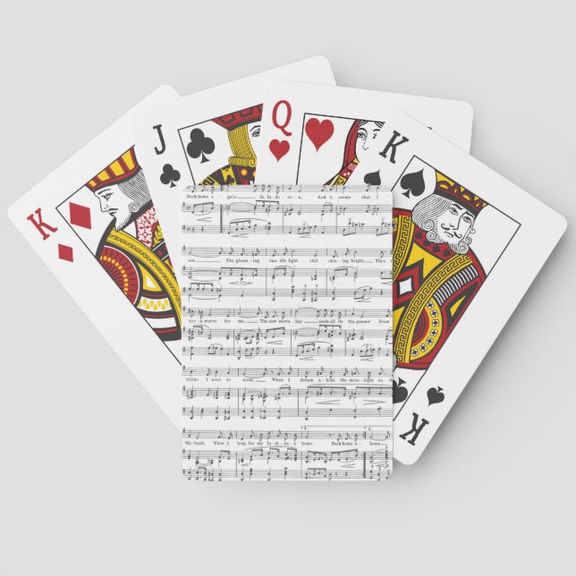 Sheet Music Black and White Pattern Playing Cards (Back)