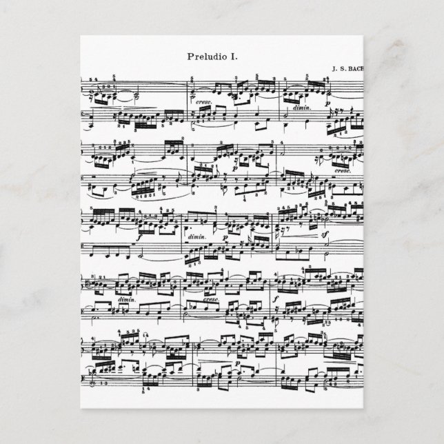 Sheet Music by Bach Postcard (Front)