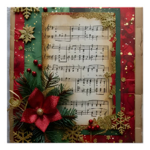 Sheet Music Christmas Scrape Book Paper Poster