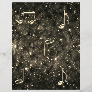 Sheet Music Collage Gold Black Scrapbooking Paper