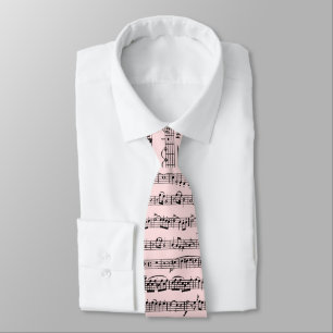 Sheet Music Design On Pink Tie