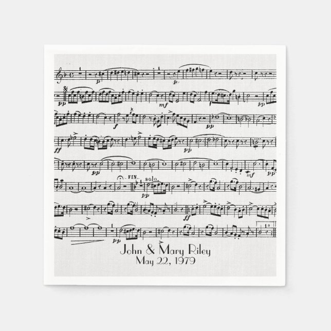 sheet music for wedding anniversary party napkin (Front)