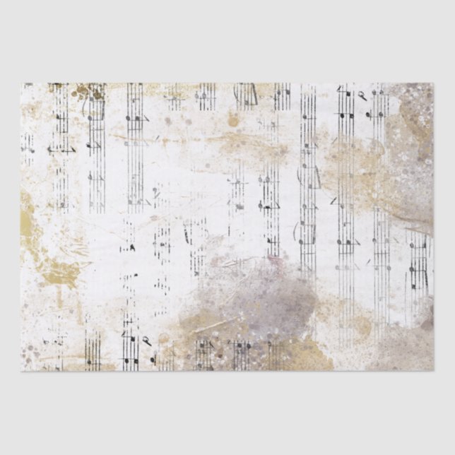 Sheet Music Gold Silver Music Notes Decoupage Idea (Front)