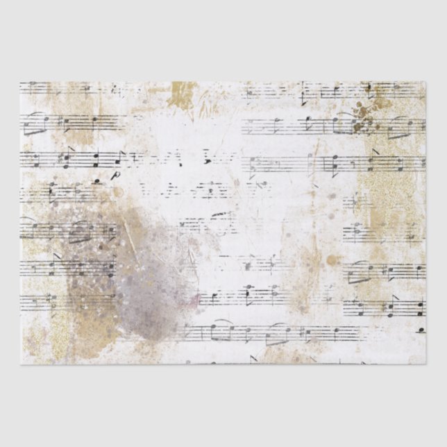 Sheet Music Gold Silver Music Notes Decoupage Idea (Front)