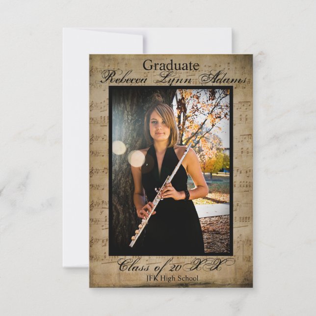 Sheet Music Graduation Announcement w/Photos 3x5 (Front)