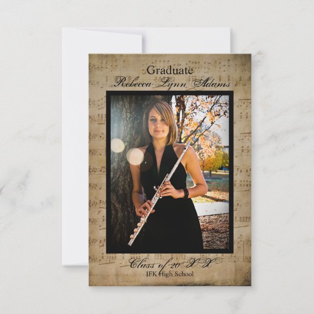 Sheet Music Graduation Announcement w/ Photos 3x5 (Front)
