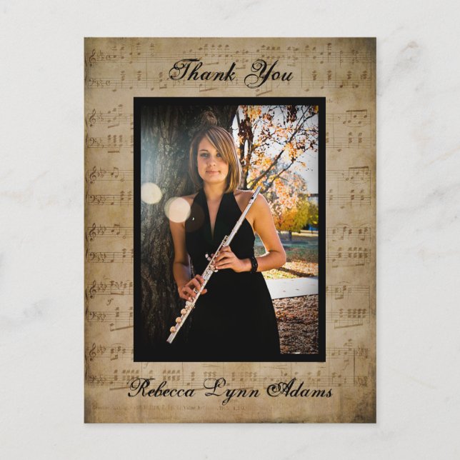 Sheet Music Graduation Thank You- Post Card (Front)