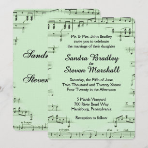 Sheet Music Green Wedding Invitation
