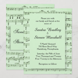 Sheet Music Green Wedding Invitation