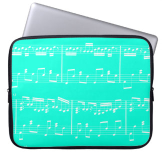 Sheet Music Laptop Case Turquoise