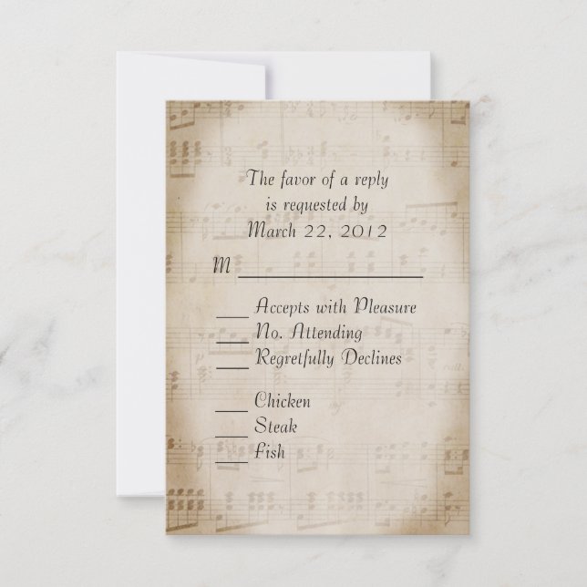 Sheet Music Menu RSVP (Front)