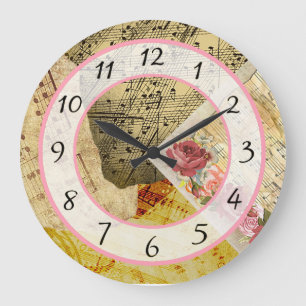 Sheet Music, Musical Notes Kitchen Large Clock